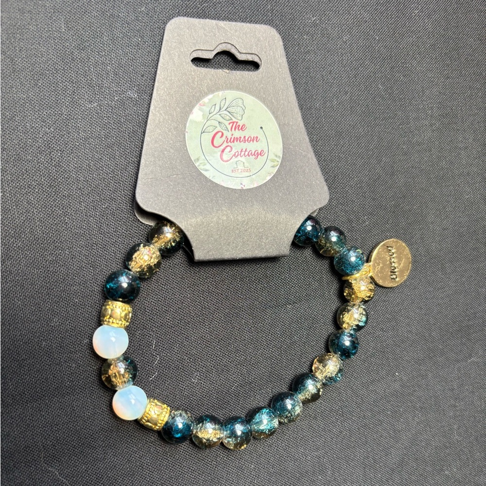 Opalite And Faceted Bead Bracelet